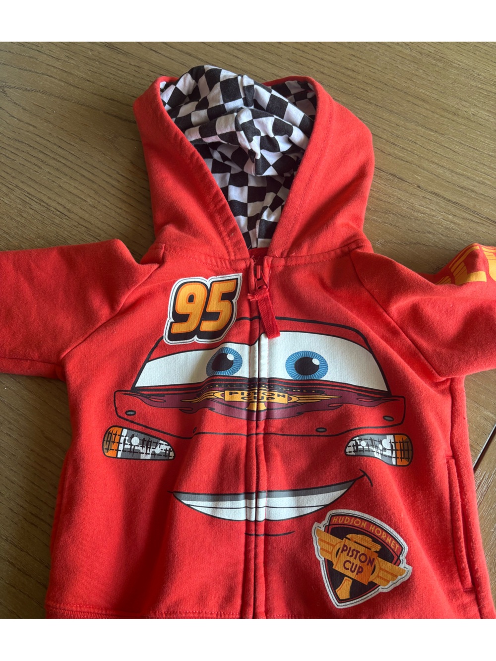 Disney Red Lightning McQueen Zip-Up Hoodie with Checkered Hood Lining